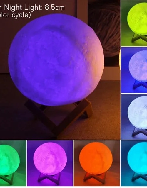 Load image into Gallery viewer, D5 8Cm Moon Lamp LED Night Light Battery Powered with Stand Starry Lamp Bedroom Decor Night Lights Kids Gift Moon Lamp Xmas Gift