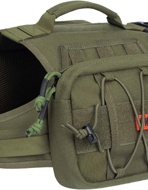 Load image into Gallery viewer, Dog Backpack for Medium & Large Dogs, Nylon Backpack for Dogs Tactical Pet Backpack with Side Pockets for Hiking Walking Training Running (Green, Large)