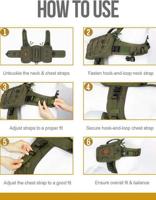 Load image into Gallery viewer, Dog Backpack for Medium & Large Dogs, Nylon Backpack for Dogs Tactical Pet Backpack with Side Pockets for Hiking Walking Training Running (Green, Large)