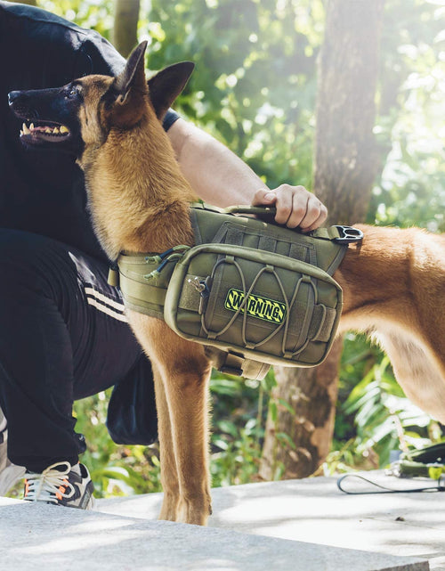 Load image into Gallery viewer, Dog Backpack for Medium & Large Dogs, Nylon Backpack for Dogs Tactical Pet Backpack with Side Pockets for Hiking Walking Training Running (Green, Large)