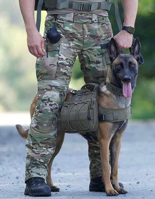 Load image into Gallery viewer, Dog Backpack for Medium & Large Dogs, Nylon Backpack for Dogs Tactical Pet Backpack with Side Pockets for Hiking Walking Training Running (Green, Large)