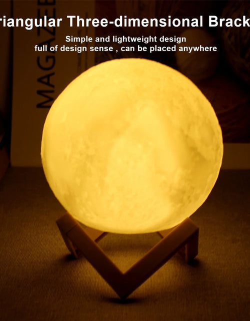 Load image into Gallery viewer, D5 8Cm Moon Lamp LED Night Light Battery Powered with Stand Starry Lamp Bedroom Decor Night Lights Kids Gift Moon Lamp Xmas Gift