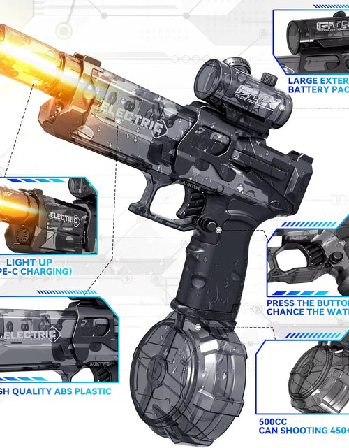 Load image into Gallery viewer, Electric Continuous Firing Water Gun Fully Automatic with Light Flame Large Capacity Water Blaster Summer Outdoor Beach Toy