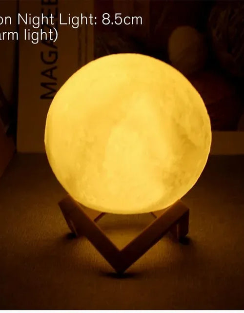Load image into Gallery viewer, D5 8Cm Moon Lamp LED Night Light Battery Powered with Stand Starry Lamp Bedroom Decor Night Lights Kids Gift Moon Lamp Xmas Gift