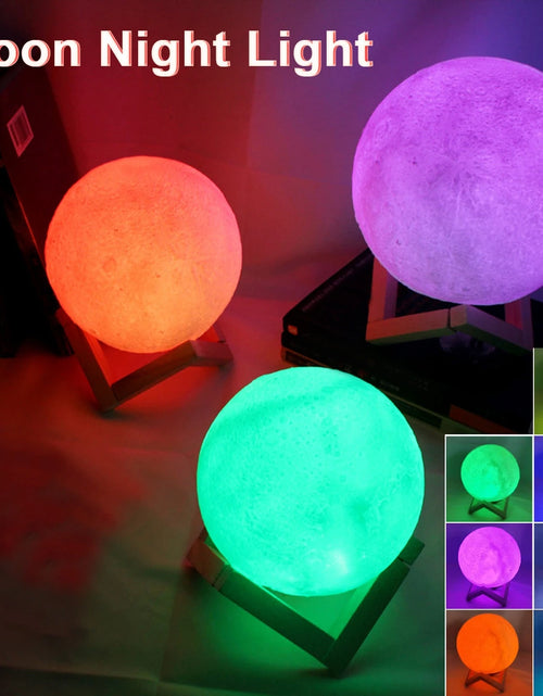 Load image into Gallery viewer, D5 8Cm Moon Lamp LED Night Light Battery Powered with Stand Starry Lamp Bedroom Decor Night Lights Kids Gift Moon Lamp Xmas Gift