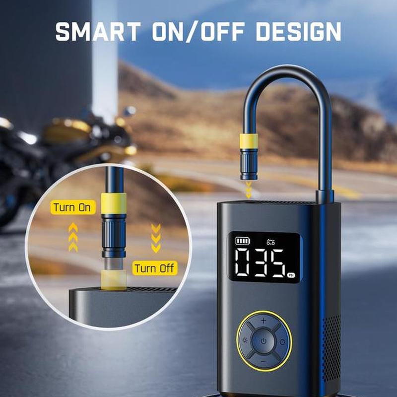 Portable Tire Inflator: Smart ON/OFF Hose Design
