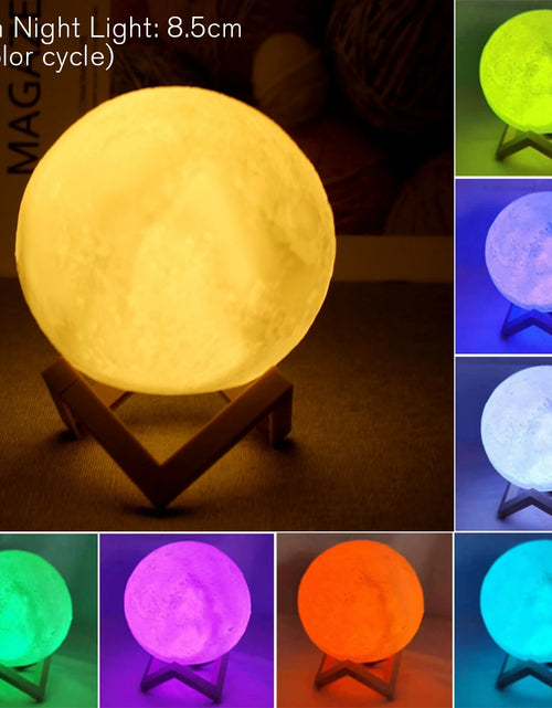Load image into Gallery viewer, D5 8Cm Moon Lamp LED Night Light Battery Powered with Stand Starry Lamp Bedroom Decor Night Lights Kids Gift Moon Lamp Xmas Gift