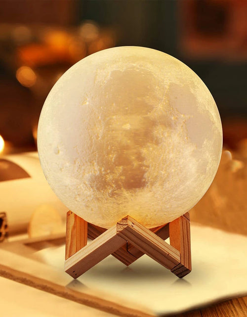 Load image into Gallery viewer, D5 8Cm Moon Lamp LED Night Light Battery Powered with Stand Starry Lamp Bedroom Decor Night Lights Kids Gift Moon Lamp Xmas Gift