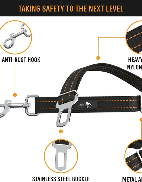 Load image into Gallery viewer, Dog Car Harness - Pack of 1 Dog Seatbelts for Cars, Trucks, Travel - Tether Belt for Small & Large Dogs - Orange