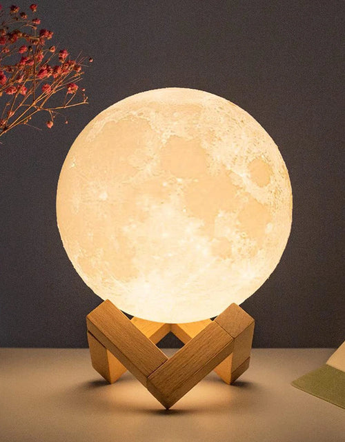 Load image into Gallery viewer, D5 8Cm Moon Lamp LED Night Light Battery Powered with Stand Starry Lamp Bedroom Decor Night Lights Kids Gift Moon Lamp Xmas Gift