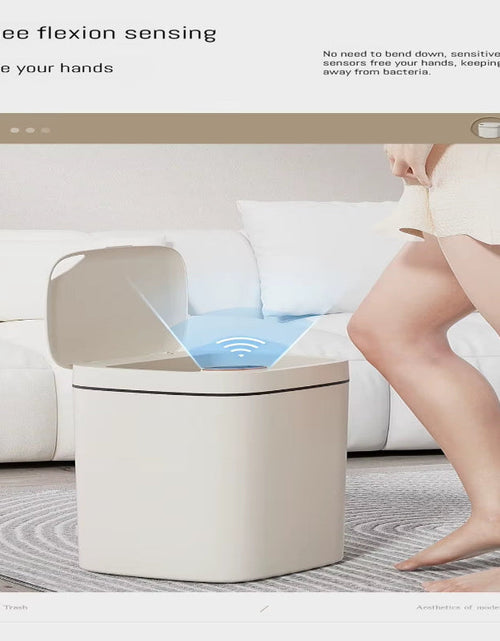 Load image into Gallery viewer, 16L Smart Bathroom Trash Can White Non-Contact Narrow Smart Sensor Trash Can Smart Home Automatic Bagging Electronic Trash Can