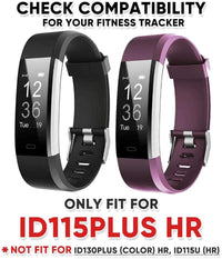 Id115Plus Hr Very Fit Pro Bands Replacement Strap for Veryfitpro Id115Plus HR Letscom Fitness Tracker Bands, Lintelek Fitness Tracker Bands, Letsfit Replacement Bands Purple and Black