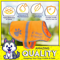 Upgraded Reflective Dog Vest. Hi-Visibility, Fluorescent Blaze Orange Dog Vest Helps Protect Your Best Friend. Safeguard Your PUP from Motorists & Hunting Accidents, on or off Leash by