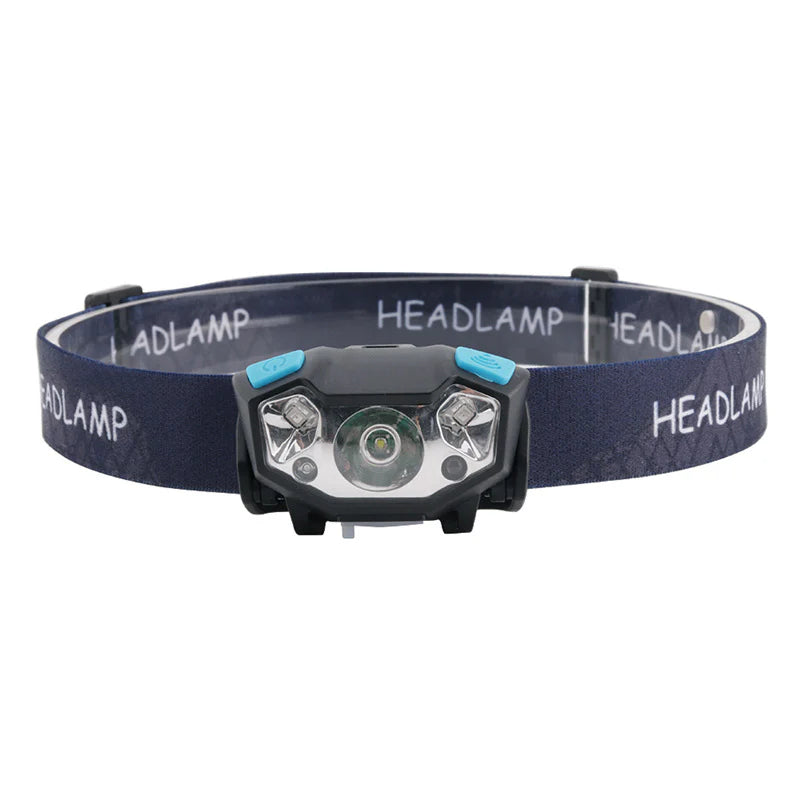 High-Capacity USB Rechargeable LED Headlamp with Wave Sensor for Outdoor Use
