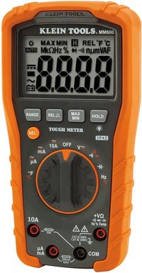 MM600 Multimeter, Digital Auto-Ranging, AC/DC Voltage and Current, Temperature, Frequency, Continuity, More, 1000V, Orange