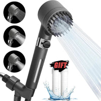 PureFlow High-Pressure Shower Head – 3-Mode Adjustable Spray with Massage Brush Filter for Ultimate Bathroom Relaxation