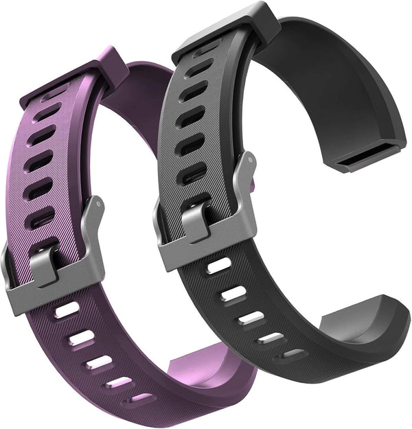 Id115Plus Hr Very Fit Pro Bands Replacement Strap for Veryfitpro Id115Plus HR Letscom Fitness Tracker Bands, Lintelek Fitness Tracker Bands, Letsfit Replacement Bands Purple and Black