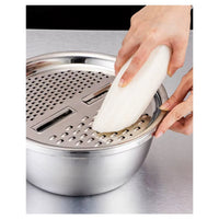 KitchenPro 3-in-1 Stainless Steel Drain Basket – Multifunctional Colander, Vegetable Slicer & Grater for Effortless Food Prep