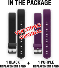 Id115Plus Hr Very Fit Pro Bands Replacement Strap for Veryfitpro Id115Plus HR Letscom Fitness Tracker Bands, Lintelek Fitness Tracker Bands, Letsfit Replacement Bands Purple and Black