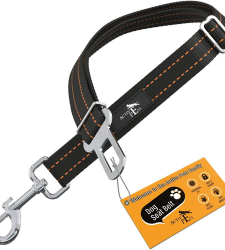 Dog Car Harness - Pack of 1 Dog Seatbelts for Cars, Trucks, Travel - Tether Belt for Small & Large Dogs - Orange