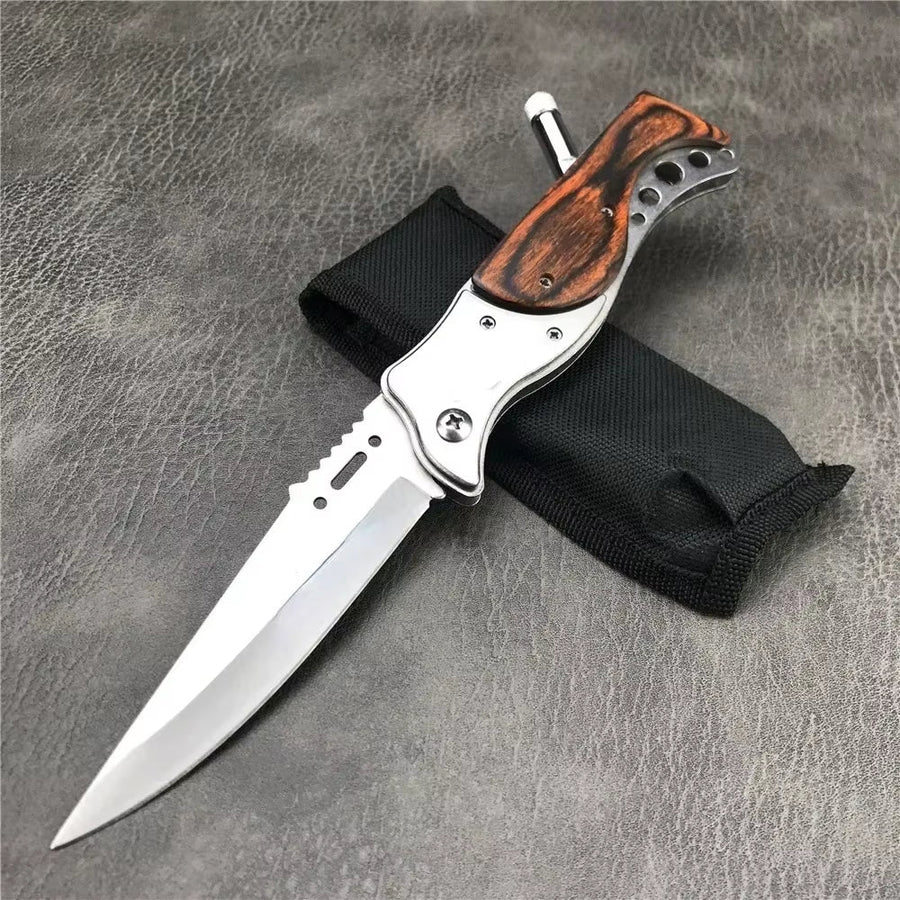 AK47 Tactical Folding Knife – Multi-Purpose Survival Blade with LED Light & Nylon Sheath