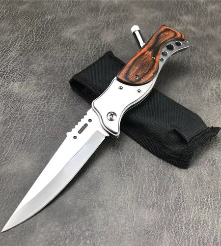 AK47 Tactical Folding Knife – Multi-Purpose Survival Blade with LED Light & Nylon Sheath