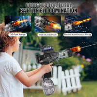 Electric Continuous Firing Water Gun Fully Automatic with Light Flame Large Capacity Water Blaster Summer Outdoor Beach Toy