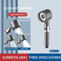 PureFlow High-Pressure Shower Head – 3-Mode Adjustable Spray with Massage Brush Filter for Ultimate Bathroom Relaxation
