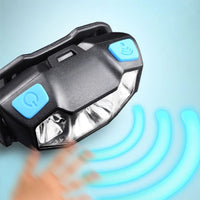 High-Capacity USB Rechargeable LED Headlamp with Wave Sensor for Outdoor Use