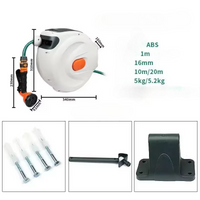 10/20M Automatic Rewind Hose Reel with 7 Pattern Hose Nozzle Water Hose Reel Slow Return System for Car Garden